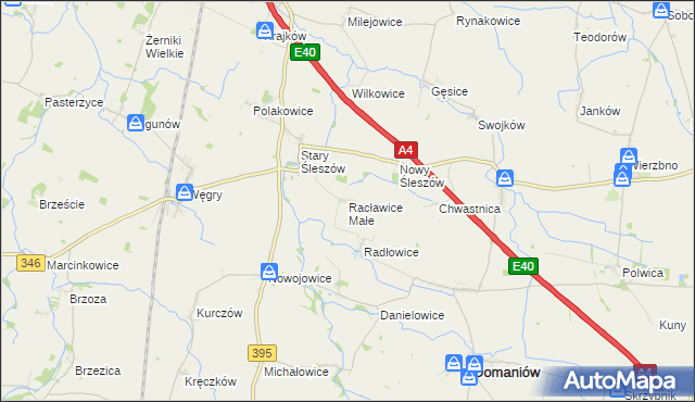 mapa Racławice Małe, Racławice Małe na mapie Targeo