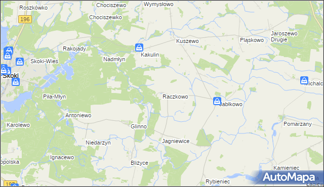 mapa Raczkowo, Raczkowo na mapie Targeo