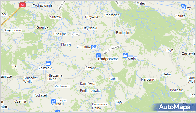 mapa Radgoszcz powiat dąbrowski, Radgoszcz powiat dąbrowski na mapie Targeo