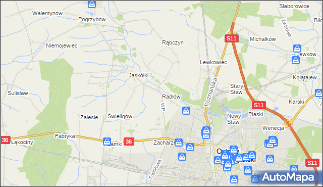 mapa Radłów gmina Raszków, Radłów gmina Raszków na mapie Targeo