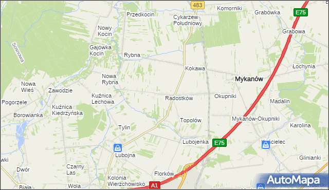 mapa Radostków, Radostków na mapie Targeo