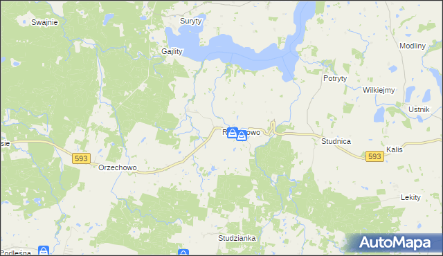 mapa Radostowo gmina Jeziorany, Radostowo gmina Jeziorany na mapie Targeo