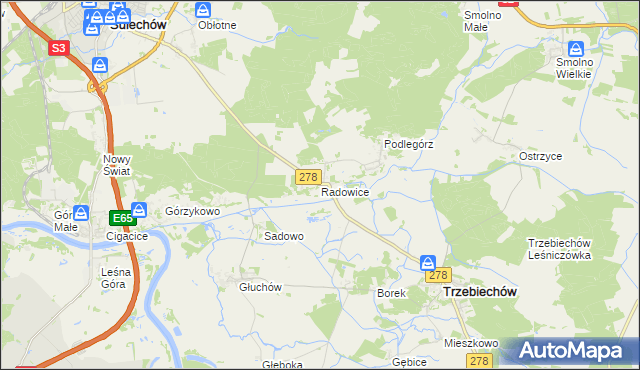 mapa Radowice, Radowice na mapie Targeo