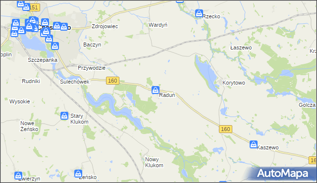 mapa Raduń gmina Choszczno, Raduń gmina Choszczno na mapie Targeo