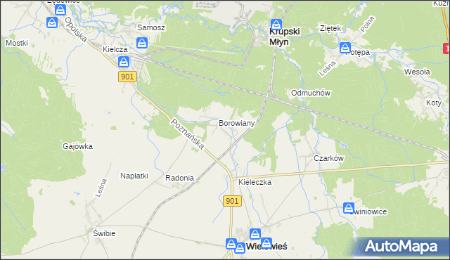 mapa Raduń gmina Wielowieś, Raduń gmina Wielowieś na mapie Targeo