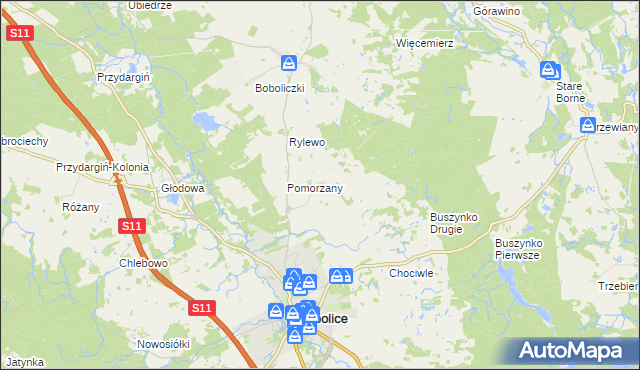 mapa Radwanki gmina Bobolice, Radwanki gmina Bobolice na mapie Targeo
