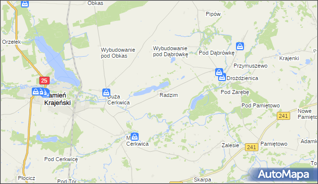 mapa Radzim gmina Kamień Krajeński, Radzim gmina Kamień Krajeński na mapie Targeo