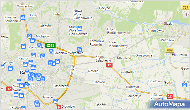 mapa Rajec Szlachecki, Rajec Szlachecki na mapie Targeo