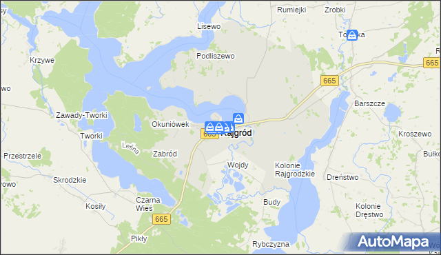 mapa Rajgród powiat grajewski, Rajgród powiat grajewski na mapie Targeo