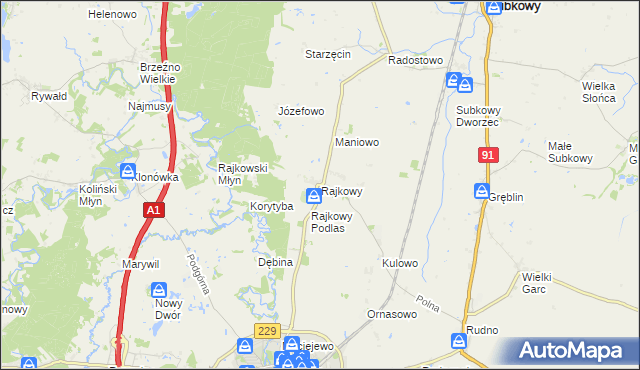 mapa Rajkowy, Rajkowy na mapie Targeo