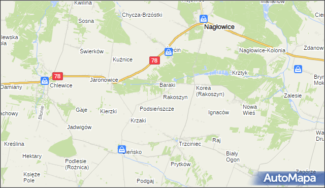 mapa Rakoszyn, Rakoszyn na mapie Targeo