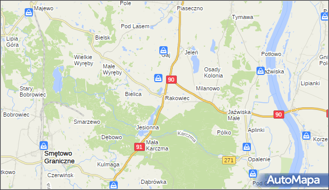 mapa Rakowiec gmina Gniew, Rakowiec gmina Gniew na mapie Targeo