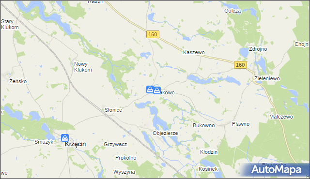 mapa Rakowo gmina Krzęcin, Rakowo gmina Krzęcin na mapie Targeo
