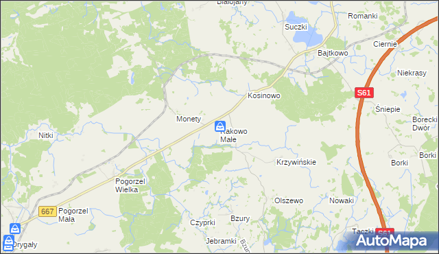 mapa Rakowo Małe, Rakowo Małe na mapie Targeo