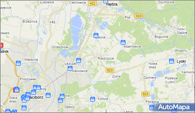 mapa Raszczyce, Raszczyce na mapie Targeo