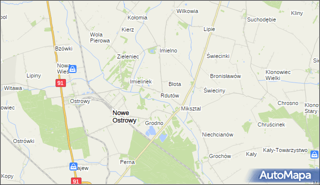 mapa Rdutów gmina Nowe Ostrowy, Rdutów gmina Nowe Ostrowy na mapie Targeo