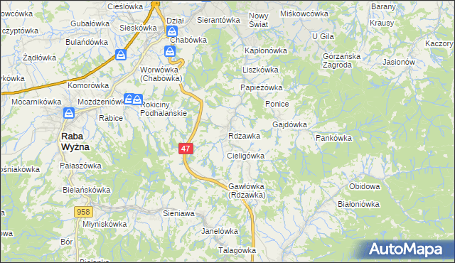 mapa Rdzawka, Rdzawka na mapie Targeo