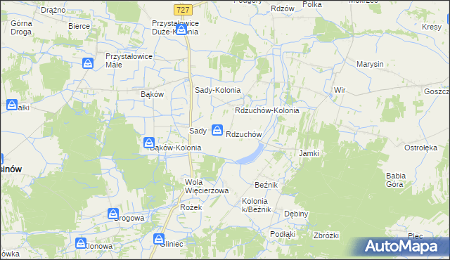 mapa Rdzuchów, Rdzuchów na mapie Targeo