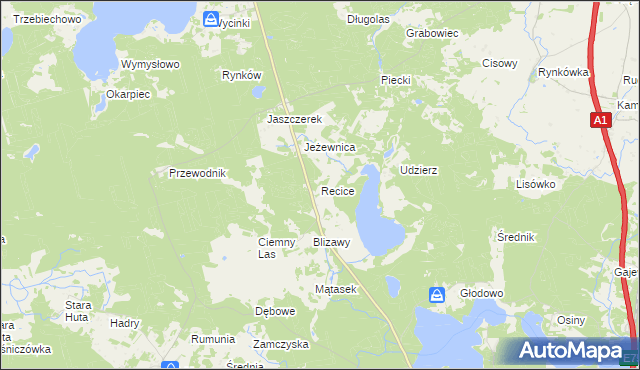 mapa Recice, Recice na mapie Targeo