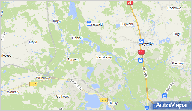 mapa Redykajny, Redykajny na mapie Targeo