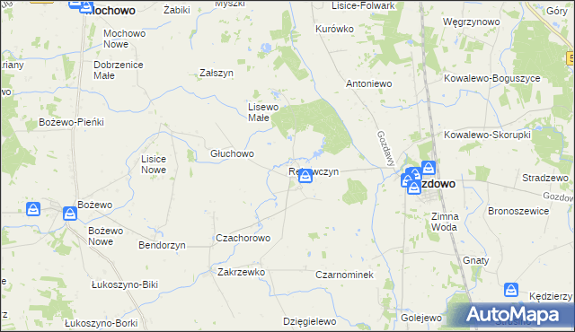 mapa Rękawczyn gmina Gozdowo, Rękawczyn gmina Gozdowo na mapie Targeo