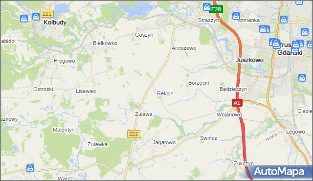 mapa Rekcin, Rekcin na mapie Targeo