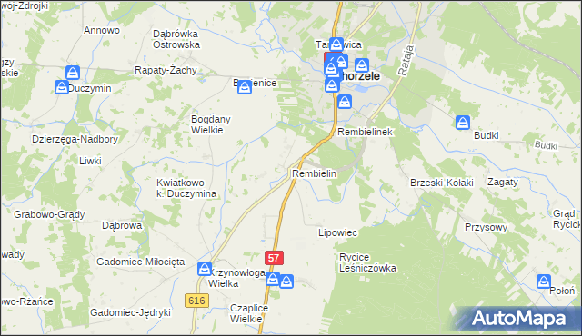 mapa Rembielin gmina Chorzele, Rembielin gmina Chorzele na mapie Targeo