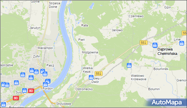 mapa Reptowo gmina Dąbrowa Chełmińska, Reptowo gmina Dąbrowa Chełmińska na mapie Targeo