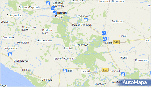mapa Robertowo, Robertowo na mapie Targeo