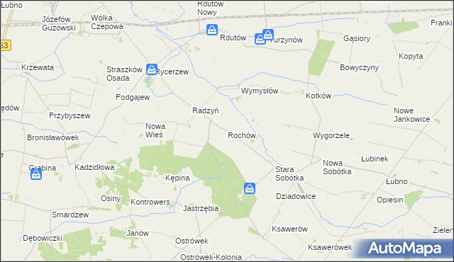 mapa Rochów gmina Grabów, Rochów gmina Grabów na mapie Targeo