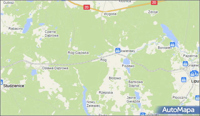 mapa Róg gmina Studzienice, Róg gmina Studzienice na mapie Targeo