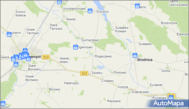 mapa Rogaczewo gmina Brodnica, Rogaczewo gmina Brodnica na mapie Targeo