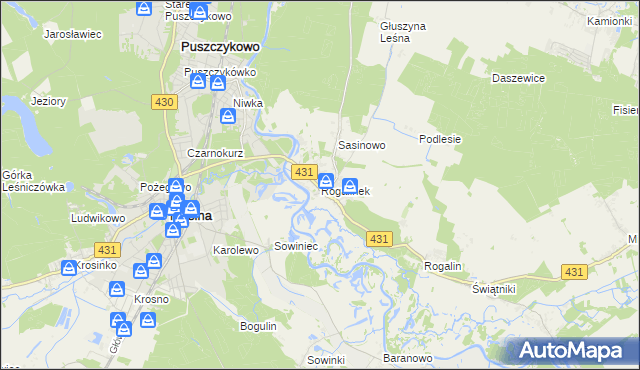 mapa Rogalinek, Rogalinek na mapie Targeo