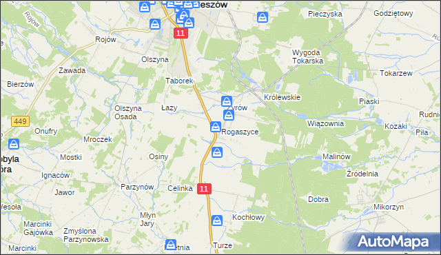 mapa Rogaszyce gmina Ostrzeszów, Rogaszyce gmina Ostrzeszów na mapie Targeo