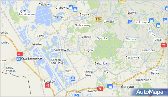 mapa Rogów gmina Gorzyce, Rogów gmina Gorzyce na mapie Targeo