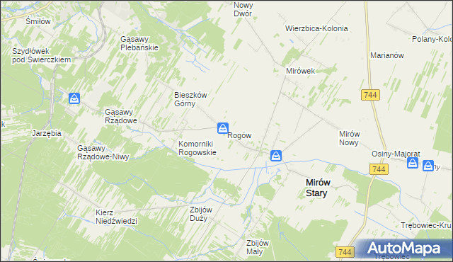 mapa Rogów gmina Mirów, Rogów gmina Mirów na mapie Targeo