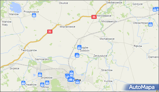 mapa Rogów Sobócki, Rogów Sobócki na mapie Targeo