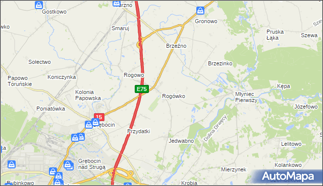 mapa Rogówko gmina Lubicz, Rogówko gmina Lubicz na mapie Targeo
