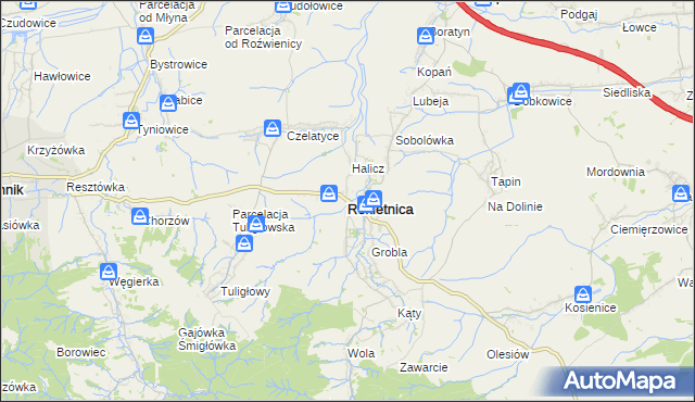 mapa Rokietnica powiat jarosławski, Rokietnica powiat jarosławski na mapie Targeo