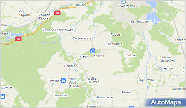 mapa Rokitno gmina Szczekociny, Rokitno gmina Szczekociny na mapie Targeo