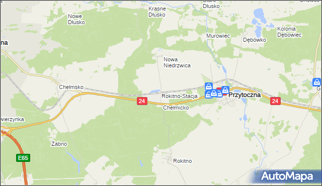 mapa Rokitno-Stacja, Rokitno-Stacja na mapie Targeo