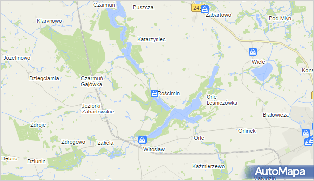 mapa Rościmin, Rościmin na mapie Targeo