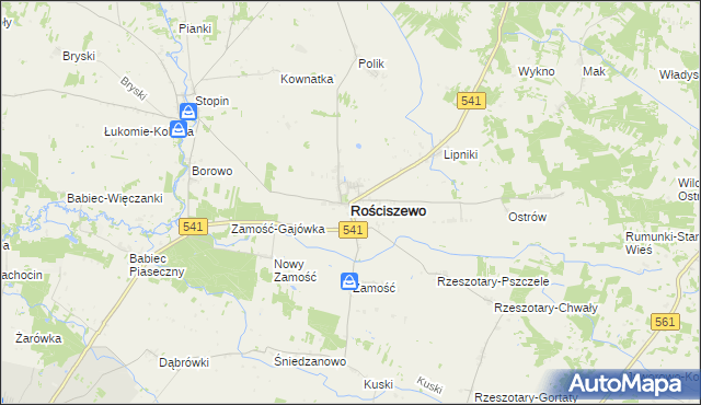 mapa Rościszewo powiat sierpecki, Rościszewo powiat sierpecki na mapie Targeo