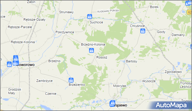 mapa Rososz gmina Wąsewo, Rososz gmina Wąsewo na mapie Targeo
