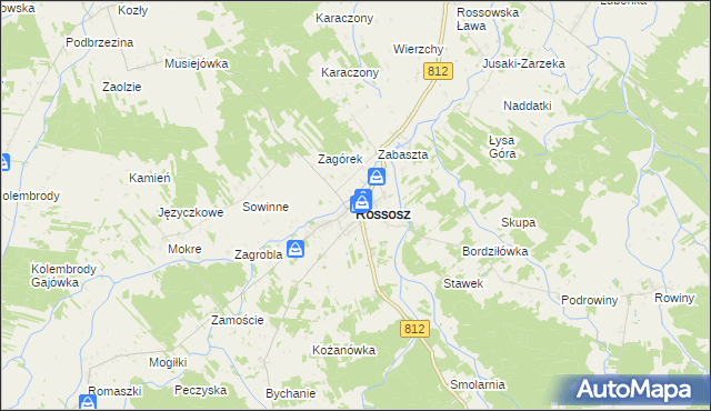 mapa Rossosz powiat bialski, Rossosz powiat bialski na mapie Targeo