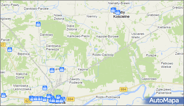 mapa Rostki-Daćbogi, Rostki-Daćbogi na mapie Targeo