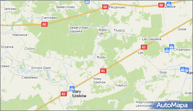 mapa Rostki gmina Szelków, Rostki gmina Szelków na mapie Targeo