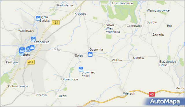 mapa Rostkowice gmina Biała, Rostkowice gmina Biała na mapie Targeo