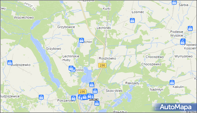 mapa Roszkówko gmina Skoki, Roszkówko gmina Skoki na mapie Targeo