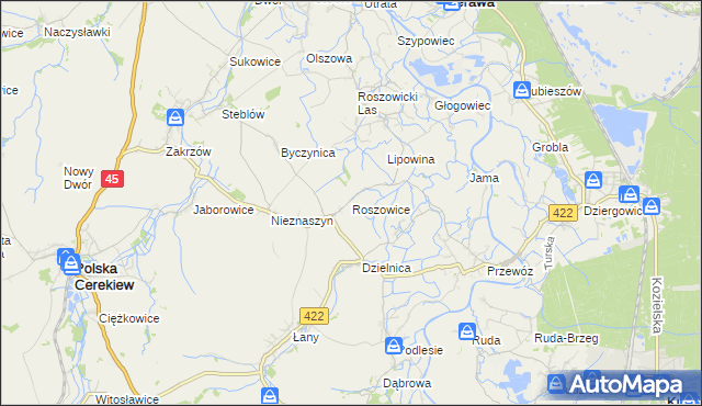 mapa Roszowice, Roszowice na mapie Targeo